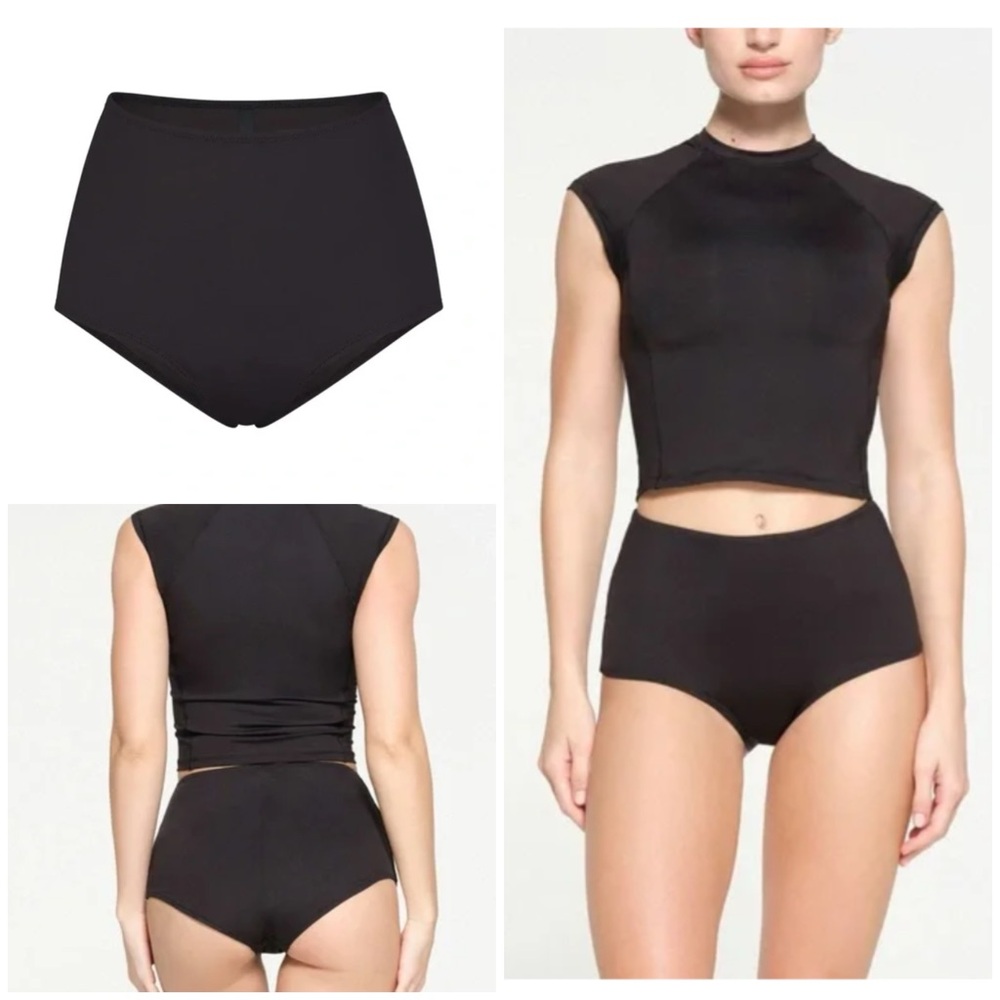 SKIMS Black High-Waisted Bikini bottom